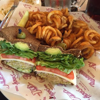 Heroes - Veggie sandwich with curly fries - American Near Me - Riverside, California Heroes - Veggie sandwich with curly fries - American Near Me - Riverside, California