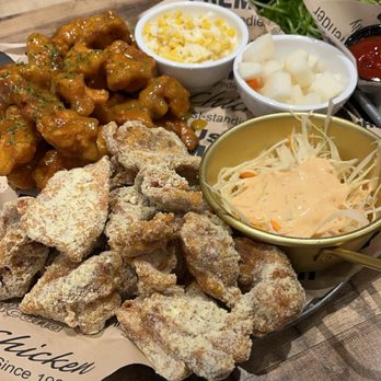 Pelicana Chicken - Boneless chicken thighs (half honey garlic/half white cheese powder) - Chicken Wings Near Me - Plainview, New York