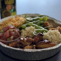 Makai Island Grill - 3-Meat Combo. Extra $2.50 for ahi poke.