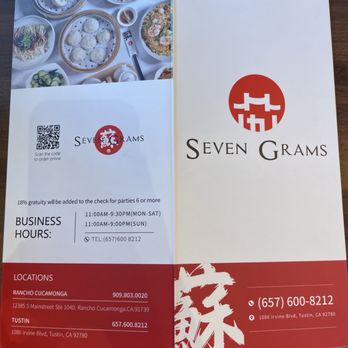 Seven Grams - Menu - Chinese Near Me - Tustin, California Seven Grams - Menu - Chinese Near Me - Tustin, California