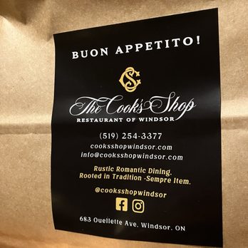 The Cook's Shop - To go bag - Italian Near Me - Windsor, Ontario The Cook's Shop - To go bag - Italian Near Me - Windsor, Ontario