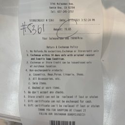 This is the photo of the receipt that they give you that is the only way for getting credit here. Very poor system.