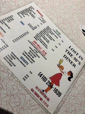 Menu photo 2 Lost In the 50s Diner Baltimore, MD Menu photo 2 Lost In the 50s Diner Baltimore, MD