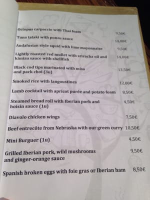 Menu photo 8 Ombu Palma de Mallorca, PM