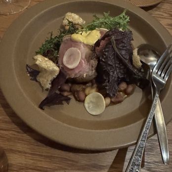 Burdell - Pork chop with chicharron, beans and mustard - Soul Food Near Me - Oakland, California