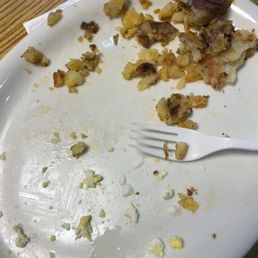 Scrambled eggs, home fries