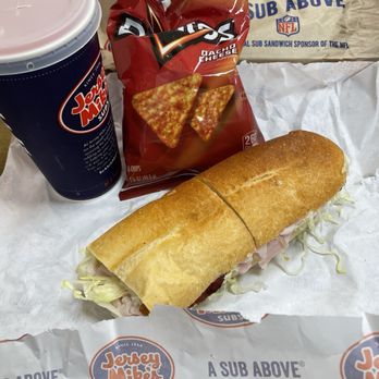 Jersey Mike's Subs - Two sandwiches, nacho cheese Doritos, and pink lemonade. - Fast Food Near Me - Ladera Ranch, California