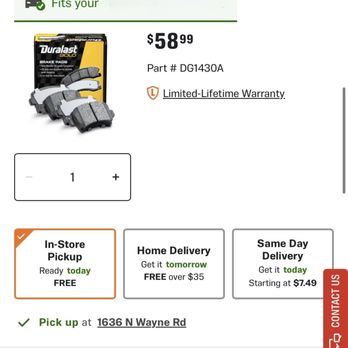 Elsesser Auto - $58.99 for a Duralast pad set part number DG1430A. Quoted price was $69.99. - Auto Repair Near Me - Williamston, Michigan