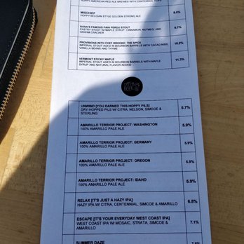The Bruery - Front of menu on 8/15 - Breweries Near Me - Placentia, California