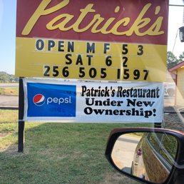 a sign for patrick's restaurant a sign for patrick's restaurant