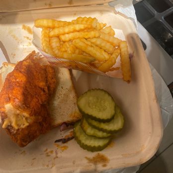 Dave's Hot Chicken - What's left of the tender and slider combo - Chicken Shop Near Me - Brooklyn, New York
