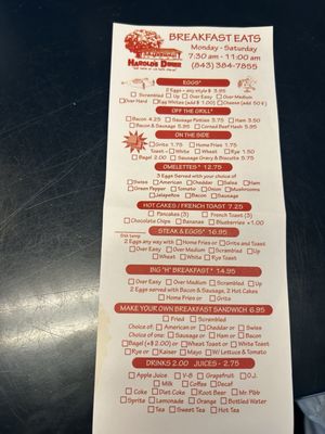 Menu photo 1 Harold's Diner Hilton Head Island, SC