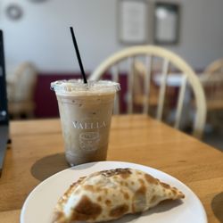 Vaella Coffee & Tea - Breakfast Empanada and iced honey lavender latte
