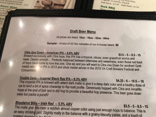 Menu photo 4 Extra Billy's Smokehouse & Brewery Midlothian, VA