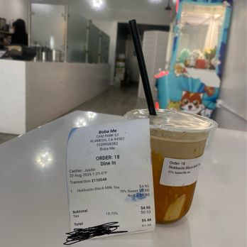 Boba Me - Hokkaido Black Milk tea (4.95) - Desserts Near Me - Alameda, California