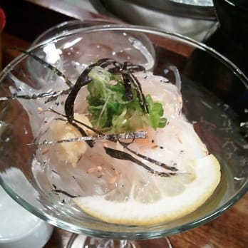 Ryoko's - shirauo (appetizer of raw icefish from Japan in a cocktail glass with lemon, nori, scallions, lemon and hmmm raw egg yolk) - Sushi Bars Near Me - San Francisco, California