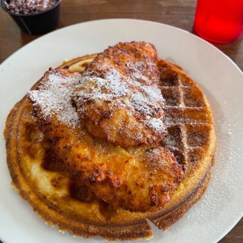 Kings Blu Jam Cafe - Chicken and Waffles The chicken tasted sour and the waffle was dry. The blueberry butter cup was not flavorful. - Breakfast & Brunch Near Me - Spring, Texas Kings Blu Jam Cafe - Chicken and Waffles The chicken tasted sour and the waffle was dry. The blueberry butter cup was not flavorful. - Breakfast & Brunch Near Me - Spring, Texas