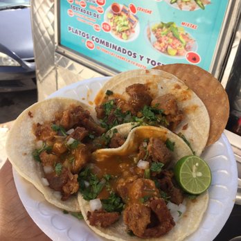 Mariscos El Sabroso - Chicharron tacos. Lunch 10/4/2016 - Food Trucks Near Me - Westchester, California Mariscos El Sabroso - Chicharron tacos. Lunch 10/4/2016 - Food Trucks Near Me - Westchester, California