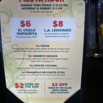 El Cholo - Happy hour menu - Mexican Near Me - Anaheim, California
