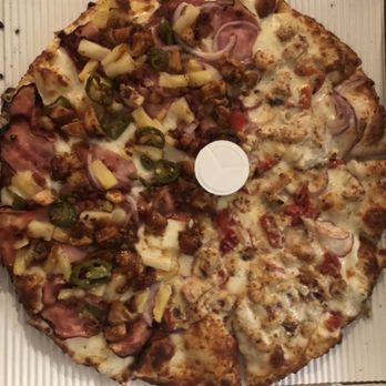 Toppers Pizza Place - Half garlic chicken half some type of hawaiin - Pizza Near Me - Oxnard, California