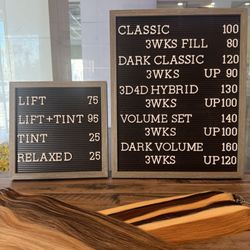Secret Mascara Lift & Extension - First-time clients: $20 off lash extensions, or $5 off a lash lift or lash lift with tint. Discounts apply to the prices shown on this menu.