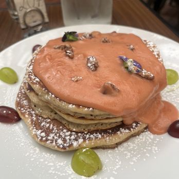 Angelicas - Guava Pancakes with guava cream and candied pecans! - Breakfast & Brunch Near Me - Redwood City, California