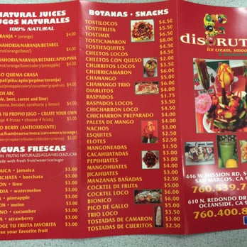 Disfruta - Back of menu. - Desserts Near Me - Oceanside, California Disfruta - Back of menu. - Desserts Near Me - Oceanside, California