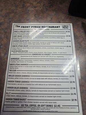 Menu photo 2 The Front Porch Restaurant Northport, AL Menu photo 2 The Front Porch Restaurant Northport, AL