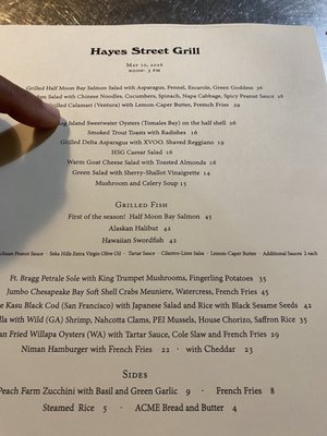Menu photo 1 Hayes Street Grill San Francisco, CA Menu photo 1 Hayes Street Grill San Francisco, CA