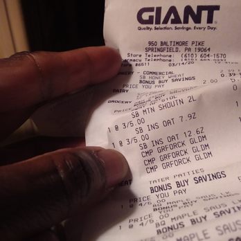 Giant - My Giant receipt. - Grocery Near Me - Springfield, Pennsylvania Giant - My Giant receipt. - Grocery Near Me - Springfield, Pennsylvania