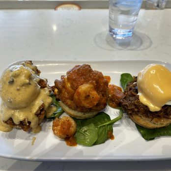 Ruby Sunshine Nashville - Beautiful Trifecta!!!  I would not order any of them individually, they are all so good together in their own way! - Breakfast & Brunch Near Me - Nashville, Tennessee