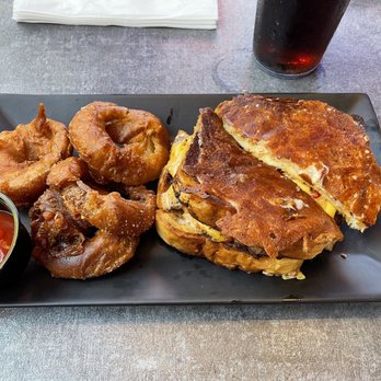 BurgerTen and ChickenToo - Patty Melt with onion rings - Burgers Near Me - Daytona Beach, Florida