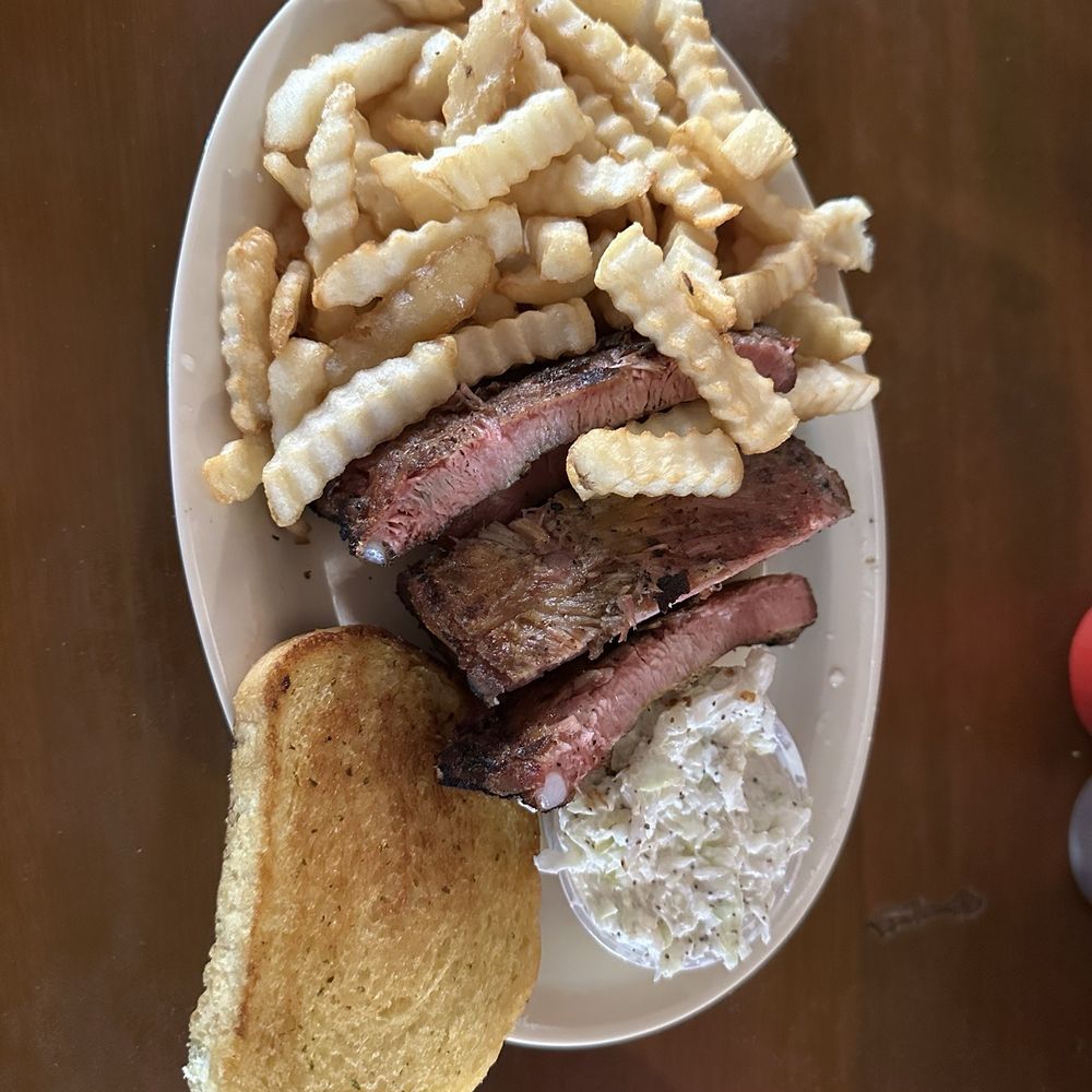 Shorty's BBQ - The rib combo with fries, toast, and slaw. - Southern Near Me - Miami, Florida