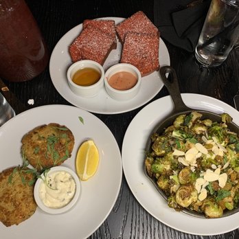 The Row Harlem - Red velvet cornbread, salmon croquettes and Brussels. - Lounges Near Me - New York, New York The Row Harlem - Red velvet cornbread, salmon croquettes and Brussels. - Lounges Near Me - New York, New York