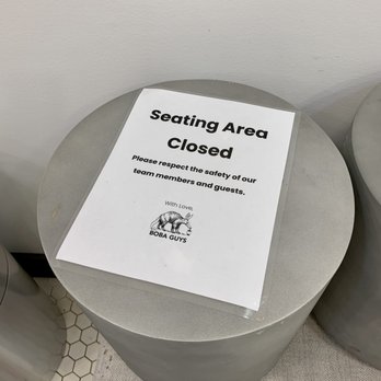 Boba Guys - Seating area closed sign (December 2021) - Coffee & Tea Near Me - Oakland, California Boba Guys - Seating area closed sign (December 2021) - Coffee & Tea Near Me - Oakland, California