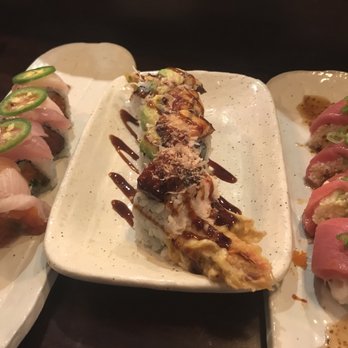 Sapporo Sushi - L-R: Half of F3-Baja CA, T3-Black Spider & F4 Red Eye Rolls - Dynamic combo of ingredients! - Japanese Near Me - Long Beach, California Sapporo Sushi - L-R: Half of F3-Baja CA, T3-Black Spider & F4 Red Eye Rolls - Dynamic combo of ingredients! - Japanese Near Me - Long Beach, California