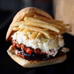 Hart land - Hart Land Burger  with pulled pork and coleslaw!