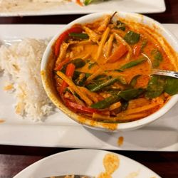 My Thai - You can see his salad in the back .