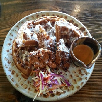 Tigerlily - tikki masala fried chicken + waffles + carrot / cabbage slaw | $16 - Indian Near Me - Berkeley, California Tigerlily - tikki masala fried chicken + waffles + carrot / cabbage slaw | $16 - Indian Near Me - Berkeley, California