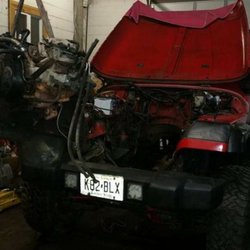 G & C Automotive - 1990 yj engine being removed for a 5.0 swap