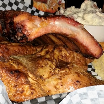 Wagon Train BBQ - Combo - 1/2 rack of ribs & 1/2 chicken w/ side of potato salad. - Barbeque Near Me - Schenectady, New York