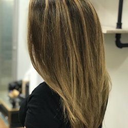 Luxe Style Room - Haircut by Megan:  approx 2-1/2 inches shorter, layers and texturizing  Color by Corey: root-y summer blonde