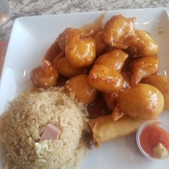 Wok King Cafe - Pon pon chicken, with rice and egg roll. Delicious! - Chinese Near Me - West Jordan, Utah