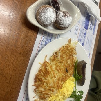Valhalla Restaurant - VALHALLA BREAKFAST SPECIAL 12.99 aebleskiver- very dry  medisterpoise(homemade Danish sausage)- bland no taste - Breakfast & Brunch Near Me - Visalia, California