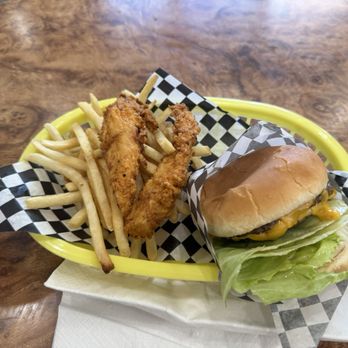 The DT Window - The double Cheeseburger and tenders combo! The tenders amazingly tender and juicy. - Burgers Near Me - Los Angeles, California The DT Window - The double Cheeseburger and tenders combo! The tenders amazingly tender and juicy. - Burgers Near Me - Los Angeles, California