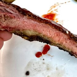 Saltcedar Barbecue - Closeup of rib smoke ring