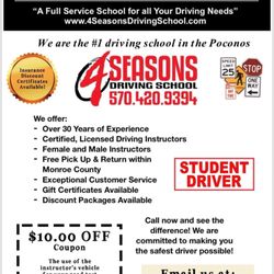 4 Seasons Driving School - We service all of Monroe County, Pa