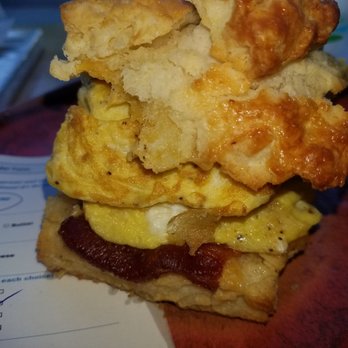 Kahnfections - Egg, bacon, cheddar biscuit with lemon aioli. Meh. - Bakeries Near Me - San Francisco, California