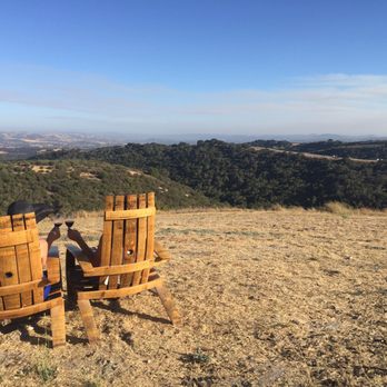 Calcareous Vineyard - Chairs overlooking the view from Calcareous. - Wine Tasting Room Near Me - Paso Robles, California
