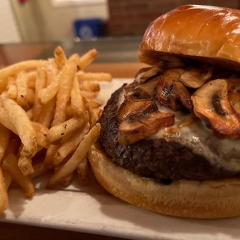 5th Street Pub - Hot fries ppl! Med rare mushroom provolone SAMICH! Yup!!! - Pizza Near Me - Perrysburg, Ohio